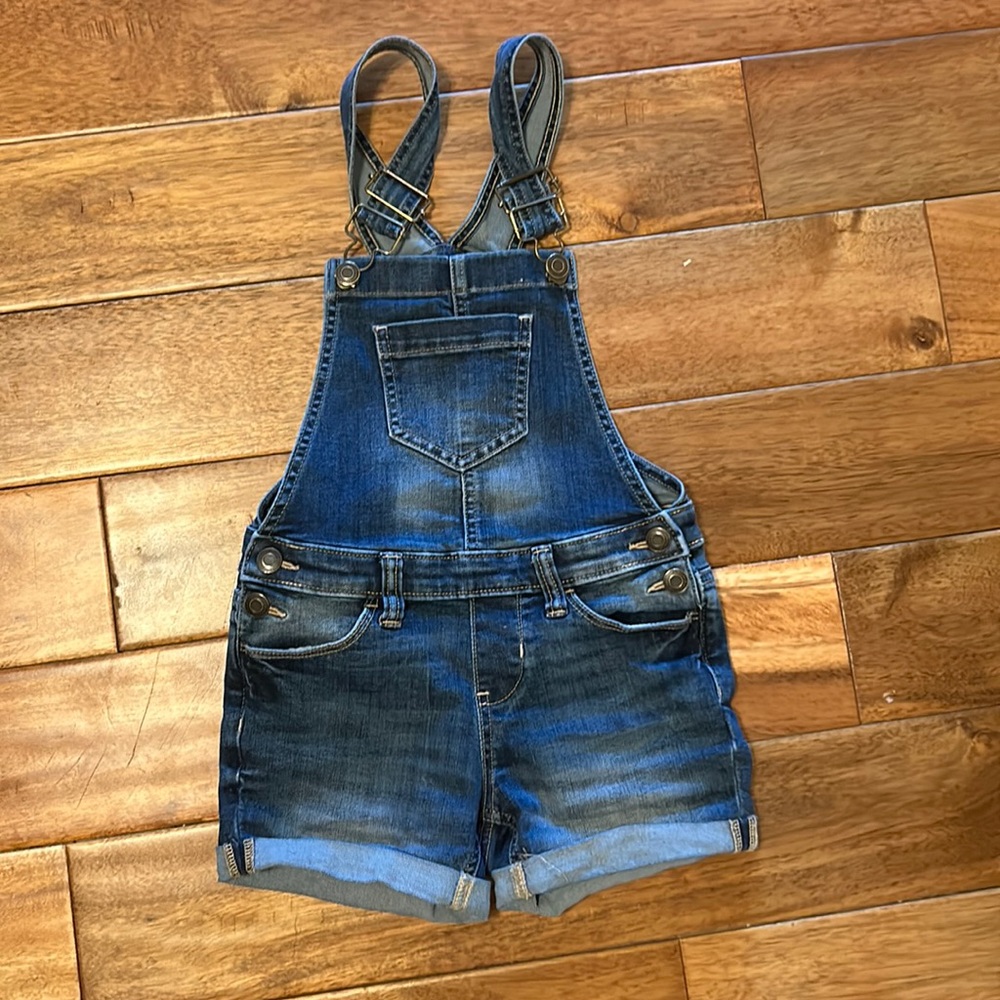 Girls denim short overalls